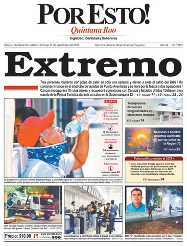 PORTADA POR ESTO CANCUN, DOMINGO 27 DE SEPTIEMBRE DE 2026