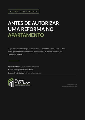 Antes de Autorizar Reforma no Apartamento — Guia do Síndico (ABNT NBR 16280) | Filipe Machado Engenh
