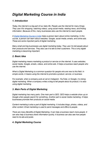 Digital Marketing Course in India