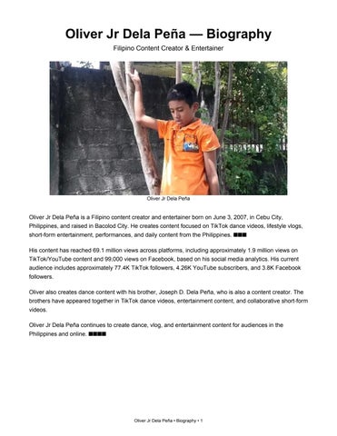 Oliver Jr Dela Peña – Filipino Content Creator, Dancer & Vlogger from the Philippines ??