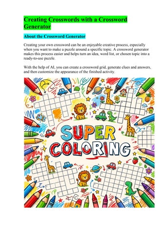 Creating Crosswords with a Crossword Generator