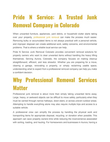 Pride N Service_ A Trusted Junk Removal Company in Colorado