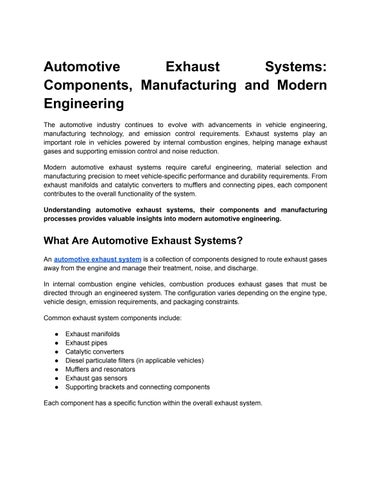 Automotive Exhaust Systems
