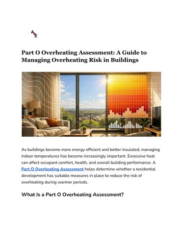 Part O Overheating Assessment for Residential Buildings