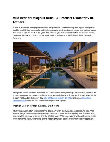 Villa Interior Design in Dubai