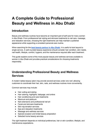A Complete Guide to Professional Beauty and Wellness in Abu Dhabi