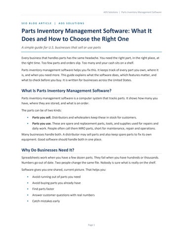 Parts Inventory Management Software: A Buyer's Guide