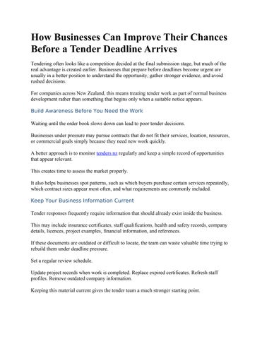 How Businesses Can Improve Their Chances Before a Tender Deadline Arrives