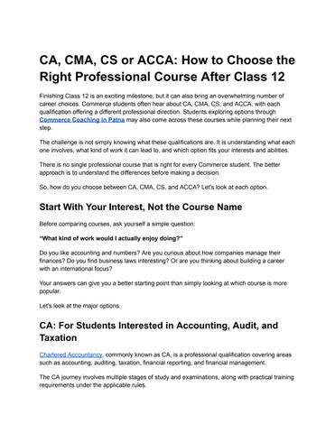 CA, CMA, CS or ACCA_ Understanding the Differences Between Professional Commerce Courses