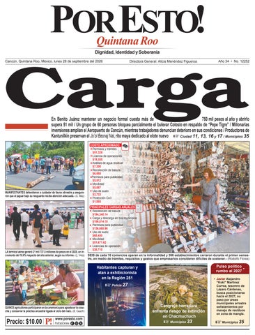 PORTADA POR ESTO CANCUN, LUNES 28 DE SEPTIEMBRE DE 2026