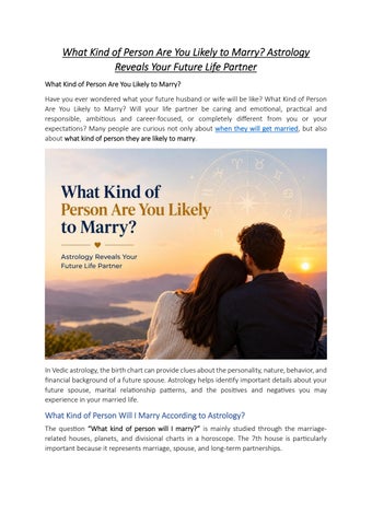 What Kind of Person Are You Likely to Marry