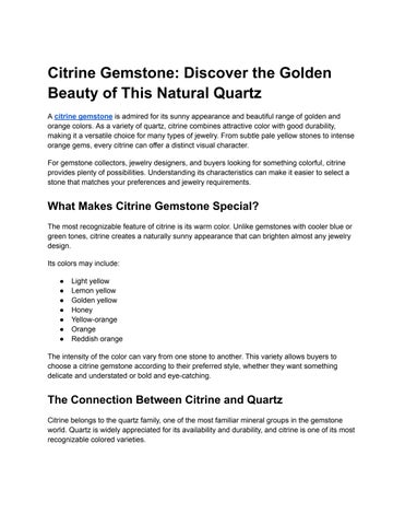 Citrine Gemstone_ Discover the Golden Beauty of This Natural Quartz