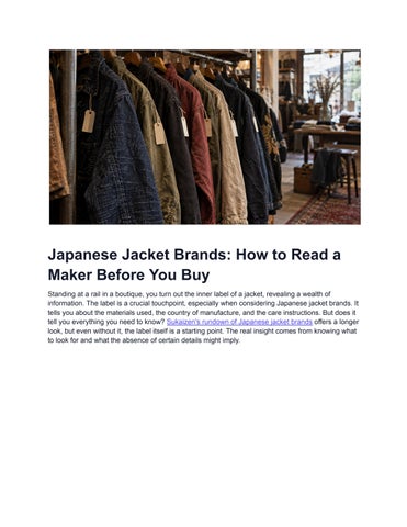 Japanese Jacket Brands: How to Read a Maker Before You Buy