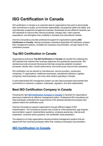 ISO Certification in Canada