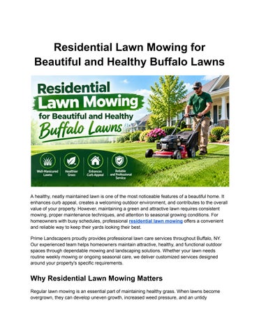 Residential Lawn Mowing for Beautiful and Healthy Buffalo Lawns