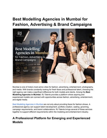 Best Modelling Agencies in Mumbai