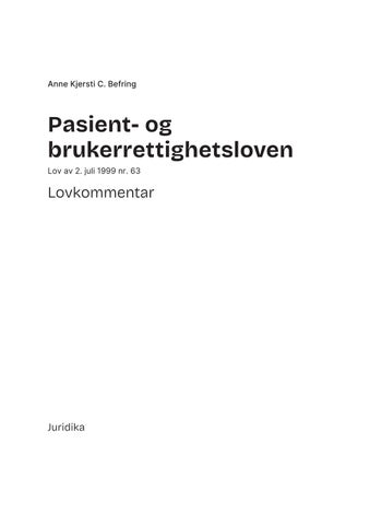 Pasient- og brukerrettighetsloven: Lovkommentar 第 3 页