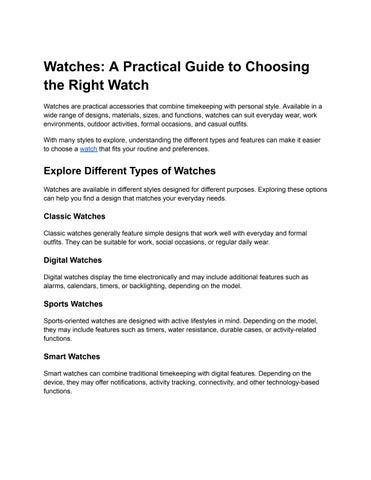 Watches_ A Practical Guide to Choosing the Right Watch
