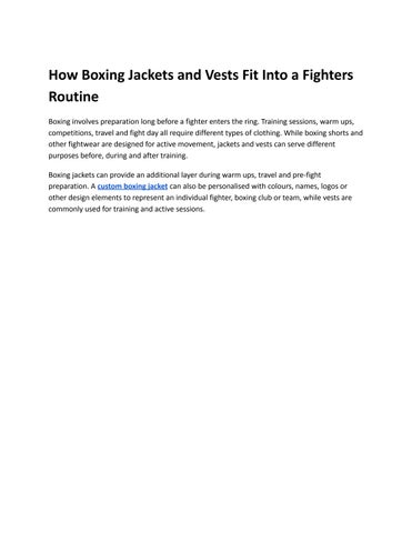 How Boxing Jackets and Vests Fit Into a Fighters Routine