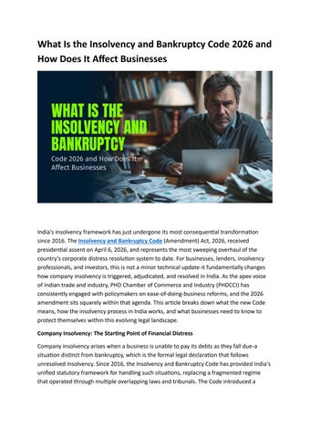 What Is the Insolvency and Bankruptcy Code 2026 and How Does It Affect Businesses