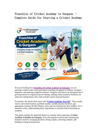 Franchise of Cricket Academy in Gurgaon