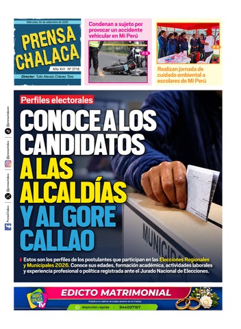 PRENSA CHALACA 30-09-2026 CONOCE A LOS CANDIDATOS A LAS ALCALDÍAS Y AL GORE CALLAO