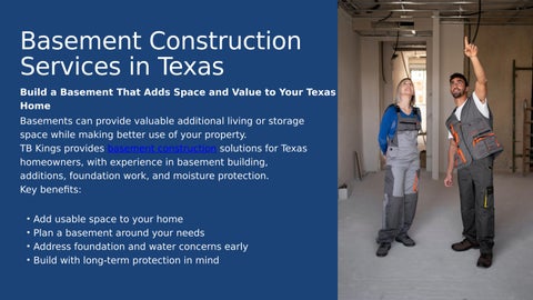 Basement Construction Services for Texas Homeowners