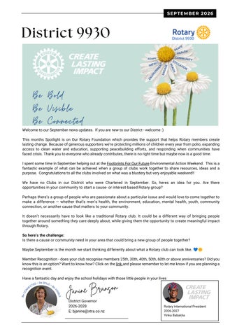 District 9930 - September Newsletter