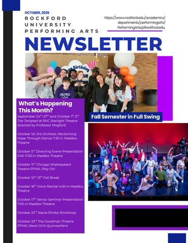 Performing Arts October 2026 Newsletter