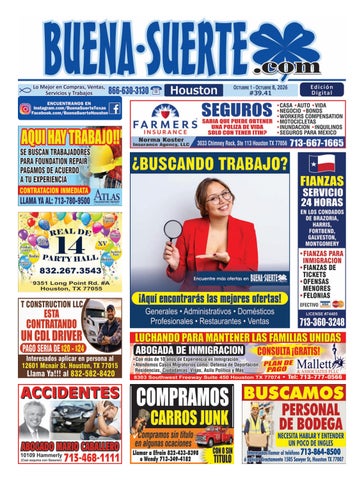 Buena Suerte Houston, Octubre 1 - Octubre 8, 2026