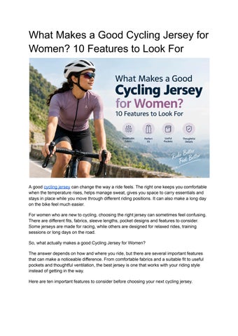 What Makes a Good Cycling Jersey for Women