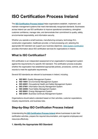 ISO Certification Process Ireland