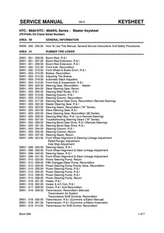 Service Manual - Link Belt HTC-8640HL Crane Pdf