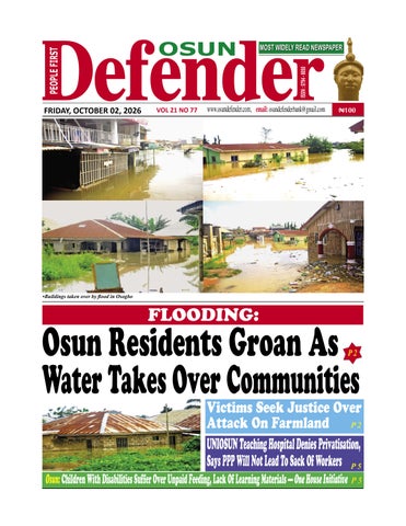Osun Defender Newspaper Online Version of October 02, 2026