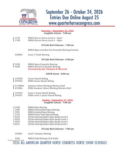 Tentative 2026 Congress Schedule