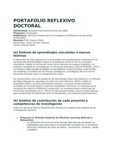PORTAFOLIO REFLEXIVO DOCTORAL