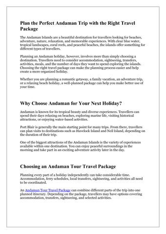 Tour Packages for Andaman