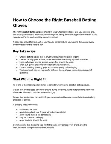 How to Choose the Right Baseball Batting Gloves