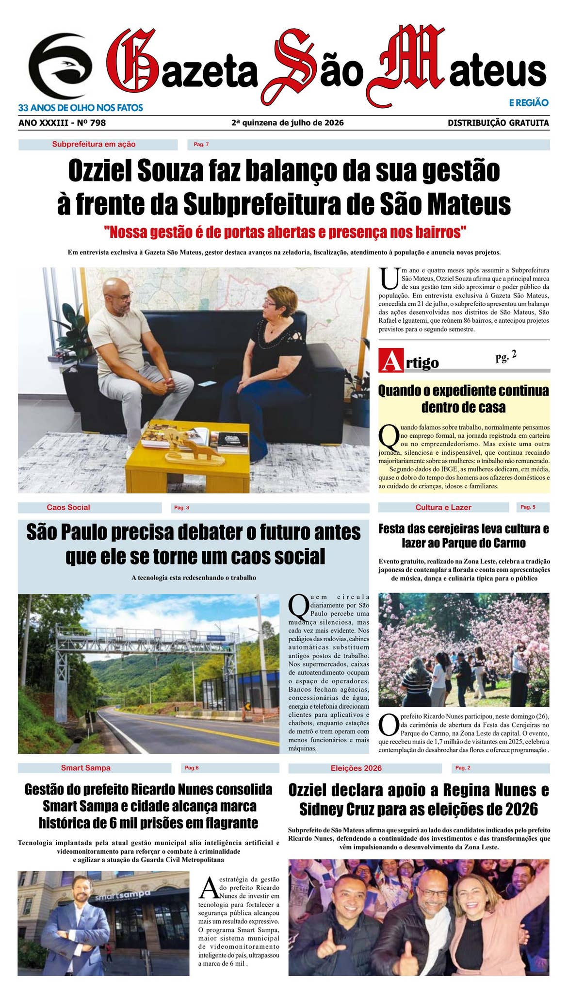 Capa: Jornal Gazeta São Mateus - Edição 798