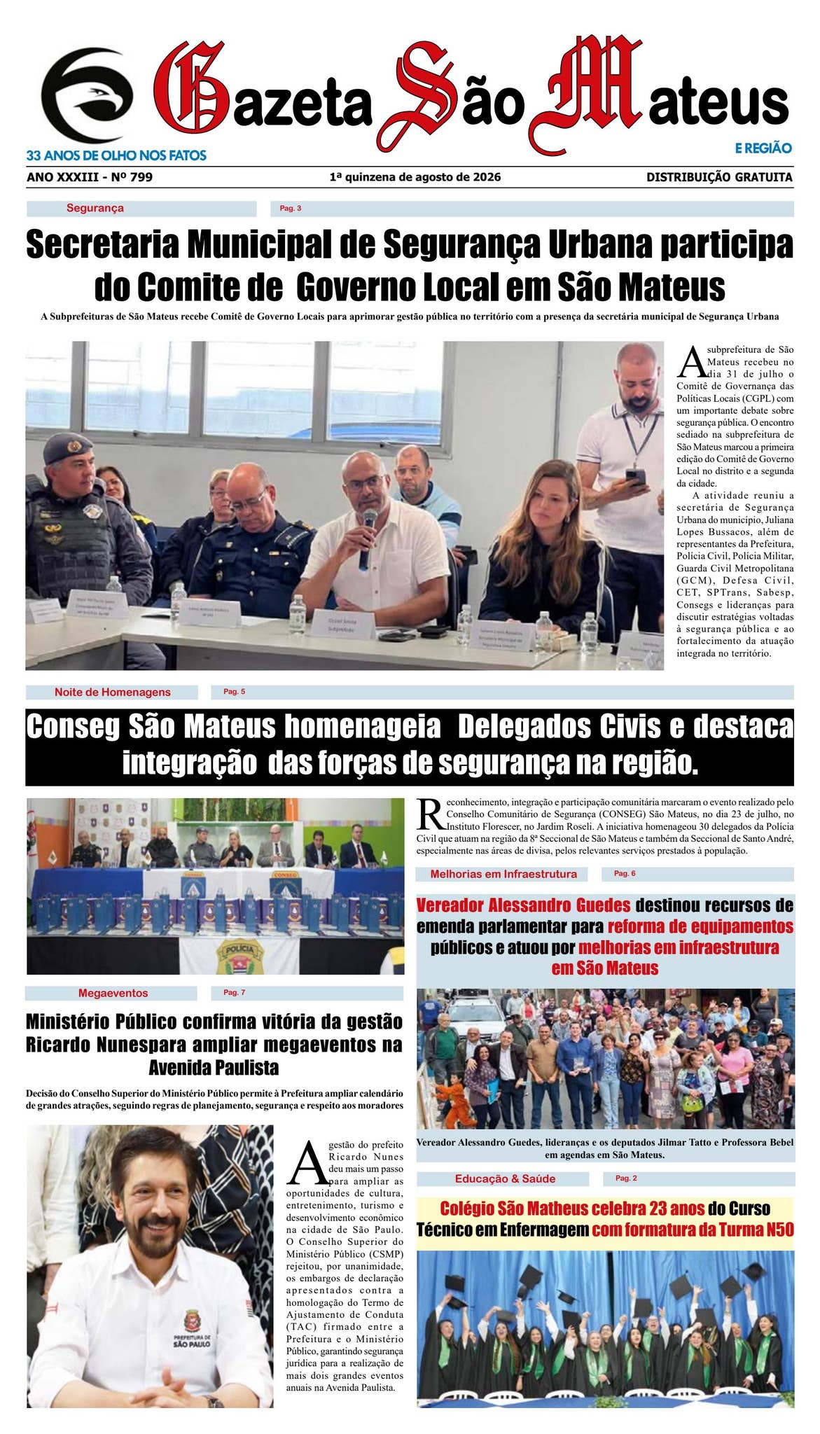 Capa: Jornal Gazeta São Mateus - Edição 799