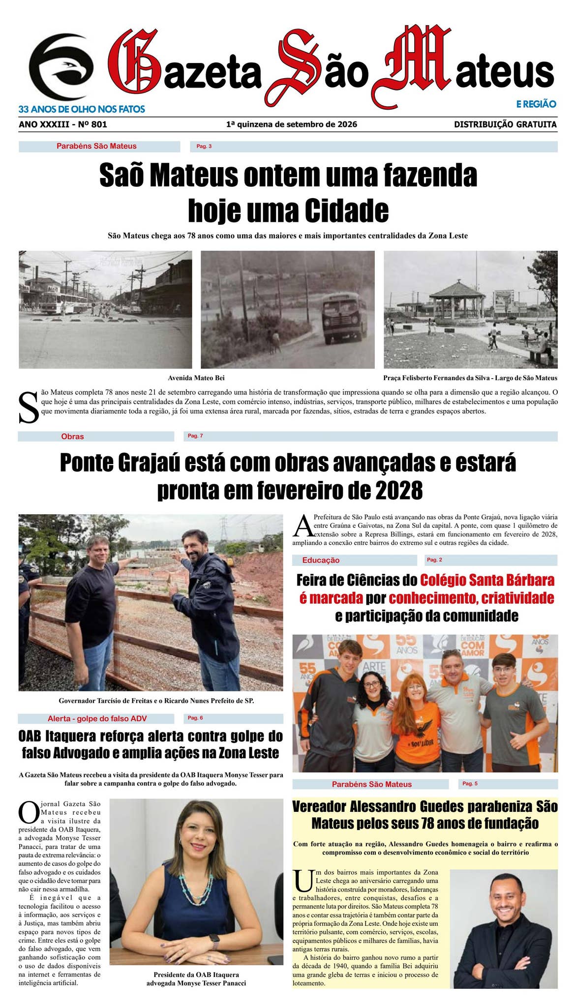 Capa: Jornal Gazeta São Mateus - Edição 801