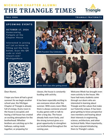 Michigan Newsletter - Fall 2026 by Triangle Fraternity - Issuu