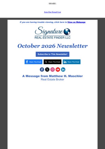 Signature Real Estate Finder Newsletter October 2026 by Matthew H. Maschler