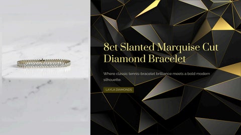 8ct Slanted Marquise Cut Diamond Bracelet