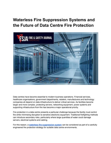 Waterless Fire Suppression Systems and the Future of Data Centre Fire Protection