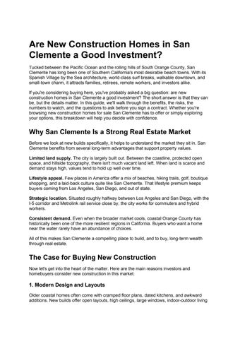 Are New Construction Homes in San Clemente a Good Investment (1)