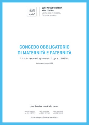 Congedo obbligatorio di maternità e paternità - Ottobre 2026