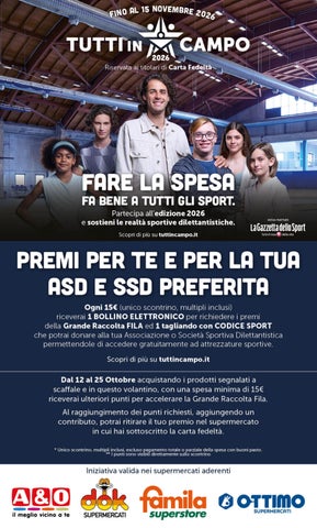TUTTI IN CAMPO DAL 12 AL 25 OTTOBRE