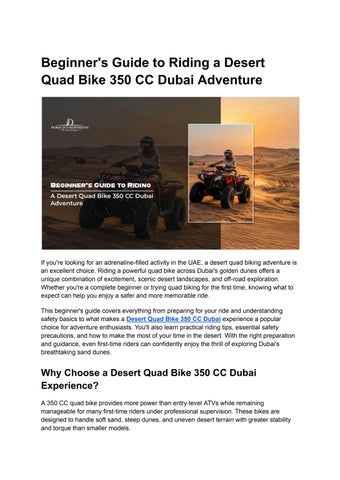 Beginner's Guide to Riding a Desert Quad Bike 350 CC Dubai Adventure