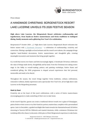Press Release - Festive Season with Burgenstock Resort